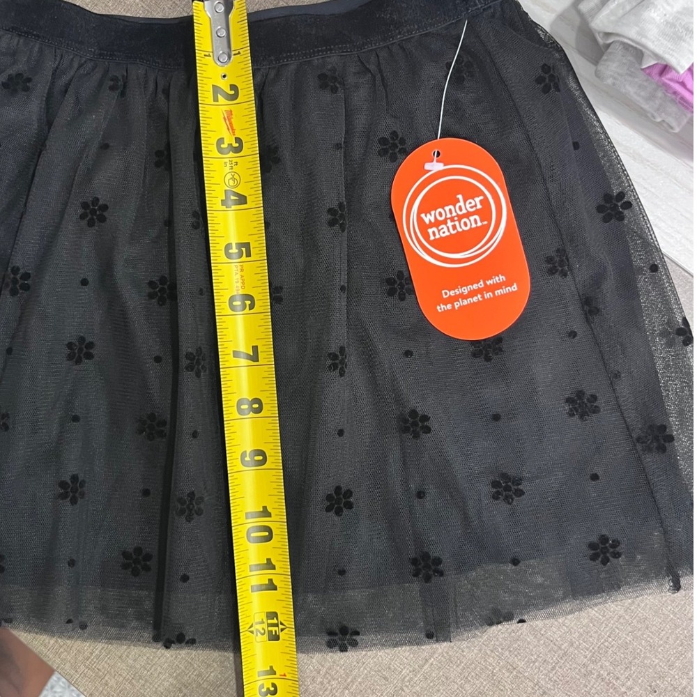 Black Tulle Skirt Girls Small 6-6X Flocked Floral Tutu Mesh Balletcore NEW - Picture 8 of 9